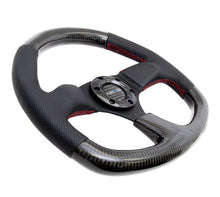 NRG Carbon Fiber Steering Wheel | 320mm Flat Bottom & Leather Trim w/Red Stitching - JDMuscleSteering Wheel Components171428