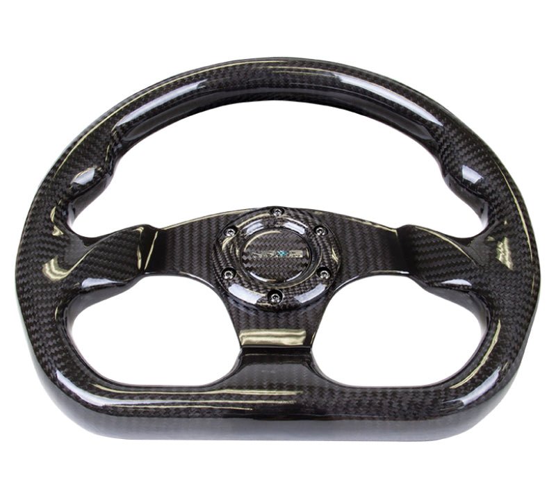 NRG Carbon Fiber Steering Wheel | 320mm Flat Bottom w/Shiny Black Carbon - JDMuscleSteering Wheels171430
