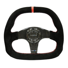 NRG Carbon Fiber Steering Wheel | 320mm Flat Btm. Blk Suede/Red Stitch w/CF Spokes & Red Center Mark - JDMuscleSteering Wheels171420