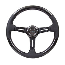 NRG Carbon Fiber Steering Wheel | 350mm / 1.5in. Deep Leather Trim w/Blk Stitch & Slit Cutout Spokes - JDMuscleSteering Wheel Components171419
