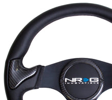 NRG Carbon Fiber Steering Wheel | 350mm Blk Frame Blk Stitching w/Rubber Cover Horn Button - JDMuscleHorns171426