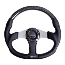 NRG Carbon Fiber Steering Wheel | 350mm Silver Oval Shape w/Leather Trim - JDMuscleSteering Wheel Components171431
