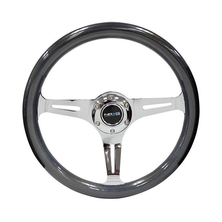 NRG Classic Chameleon Wood Grain w/ Chrome Center Steering Wheel - Universal (ST-015CH-CN)-nrgST-015CH-CN-ST-015CH-CN-Steering Wheels-NRG-JDMuscle