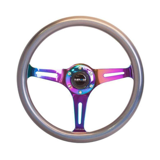 NRG Classic Chameleon Wood Grain w/ NeoChrome Center Steering Wheel - Universal (ST-015MC-CN)-nrgST-015MC-CN-ST-015MC-CN-Steering Wheels-NRG-JDMuscle