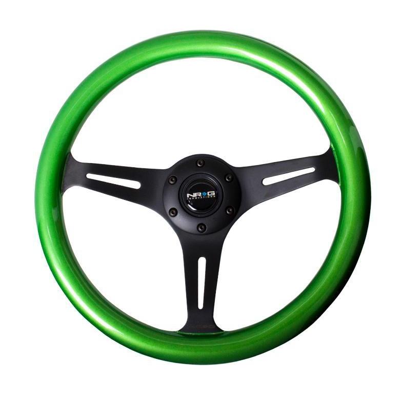 NRG Classic Green Wood Grain w/ Black Center Steering Wheel - Universal (ST-015BK-GN)-nrgST-015BK-GN-ST-015BK-GN-Steering Wheels-NRG-JDMuscle