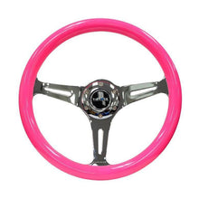 NRG Classic Neon Pink Wood Grain Steering Wheel - Universal | ST-015CH-NPK