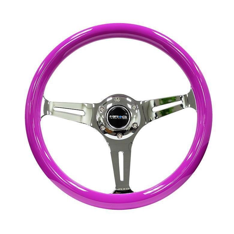 NRG Classic Neon Purple Wood Grain Steering Wheel - Universal (ST-015CH-NPP)-nrgST-015CH-NPP-ST-015CH-NPP-Steering Wheels-NRG-JDMuscle