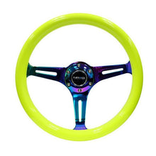 NRG Classic Neon Yellow Wood Grain w/ NeoChrome Center Steering Wheel - Universal | ST-015MC-NYW