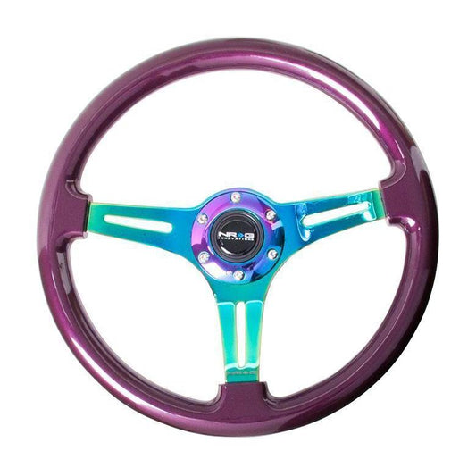 NRG Classic Purple Wood Grain w/ NeoChrome Center Steering Wheel - Universal (ST-015MC-PP)-nrgST-015MC-PP-ST-015MC-PP-Steering Wheels-NRG-JDMuscle