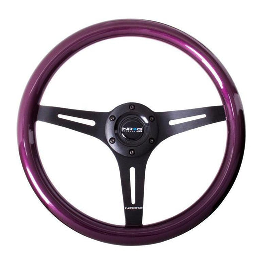NRG Classic Purple Wood w/ Black Center Grain Steering Wheel - Universal (ST-015BK-PP)-nrgST-015BK-PP-ST-015BK-PP-Steering Wheels-NRG-JDMuscle