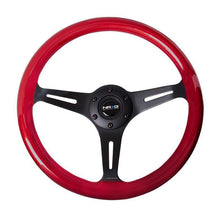 NRG Classic Red Wood w/ Black Center Grain Steering Wheel - Universal | ST-015BK-RD