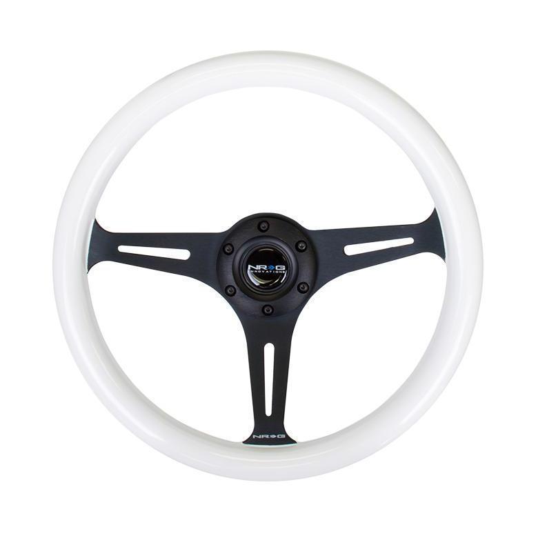 NRG Classic White Wood Glowing Blue Grain Steering Wheel - Universal (ST-015BK-GL/BL)-nrgST-015BK-GL/BL-ST-015BK-GL/BL-Steering Wheels-NRG-JDMuscle