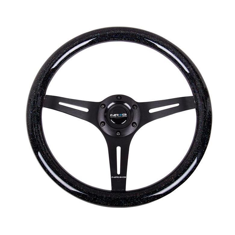 NRG Classic Wood Black Sparkle Grain Steering Wheel - Universal (ST-015BK-BSB)-nrgST-015BK-BSB-ST-015BK-BSB-Steering Wheels-NRG-JDMuscle