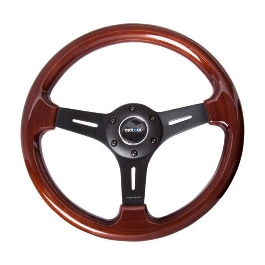 NRG Classic Wood Grain w/ Matte Black Center Steering Wheel - Universal (ST-015-1BK)-nrgST-015-1BK-ST-015-1BK-Steering Wheels-NRG-JDMuscle