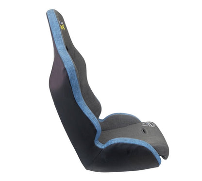 NRG Defender Seat/ Water Resistant Steel Frame Suspension - Gray w/ Blue Trim w/ Defender Logo - JDMuscleSeatsnrgDF-100GY-S