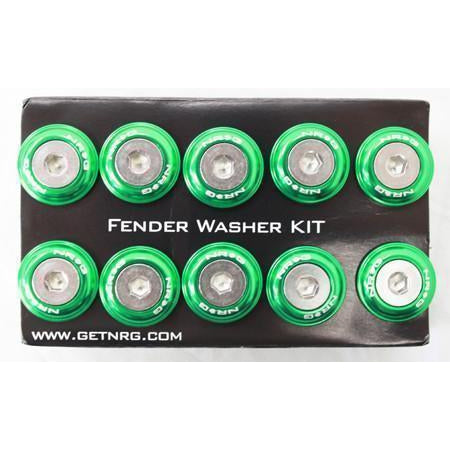 NRG Fender Washer Kit FW-110 Green - Universal (FW-110GN)-nrgFW-110GN-FW-110GN-Dress Up Bolts-NRG-JDMuscle