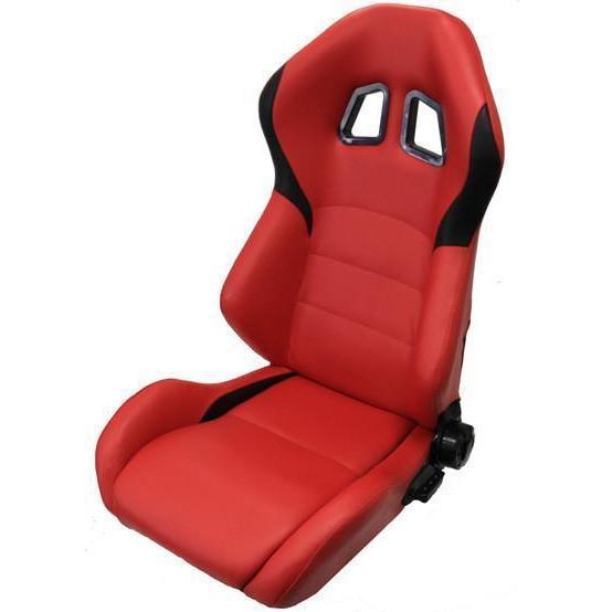 NRG Ferrari XM2 Style Racing Seats - Universal (RSC-202L/R)-nrgRSC-202L/R-RSC-202L/R-Seats-NRG-PVC Leather Sport Seats Red w/ Black Trim (Left + Right Pair)-JDMuscle