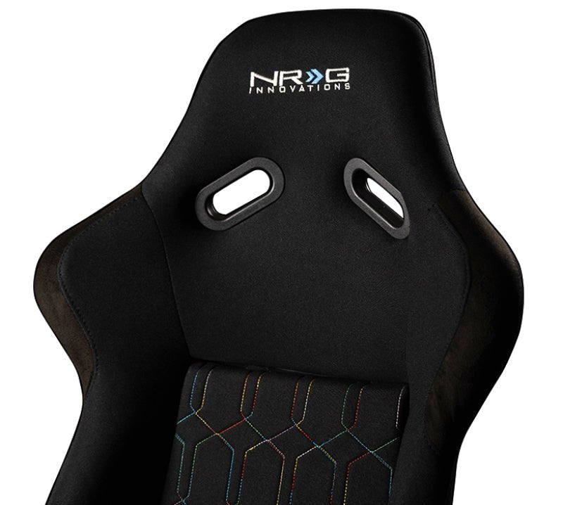 NRG FRP Bucket Seat | Black w/ Multi Color Geometric Pattern - Large | FRP-300-MGEO-BK - JDMuscleSeatsnrgFRP-300-MGEO-BK