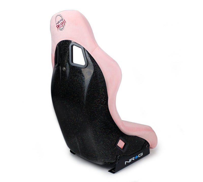 NRG FRP Bucket Seat Prisma Edition w/ Pearlized Back and Pink Alcantara | Medium - JDMuscleSeats365563