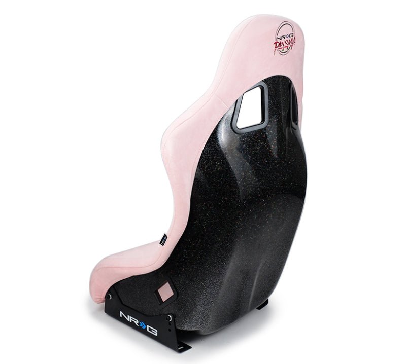 NRG FRP Bucket Seat Prisma Edition w/ Pearlized Back and Pink Alcantara | Medium - JDMuscleSeats365563