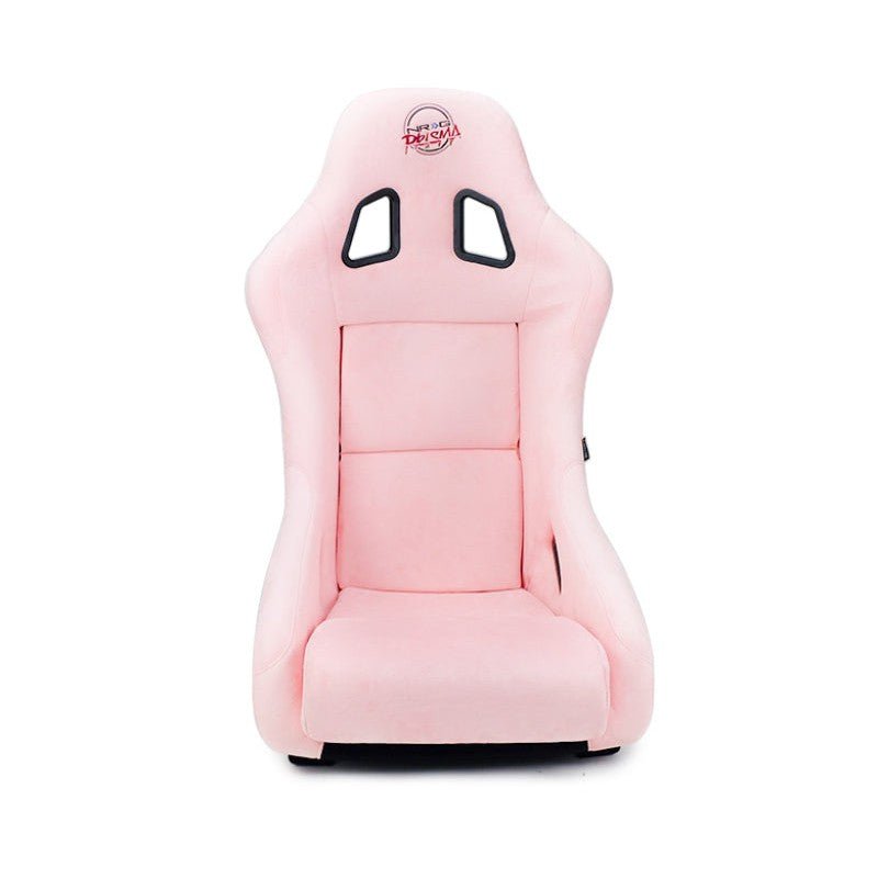 NRG FRP Bucket Seat Prisma Edition w/ Pearlized Back and Pink Alcantara | Medium - JDMuscleSeats365563