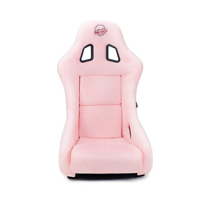 NRG FRP Bucket Seat Prisma Edition w/ Pearlized Back and Pink Alcantara | Medium - JDMuscleSeats365563