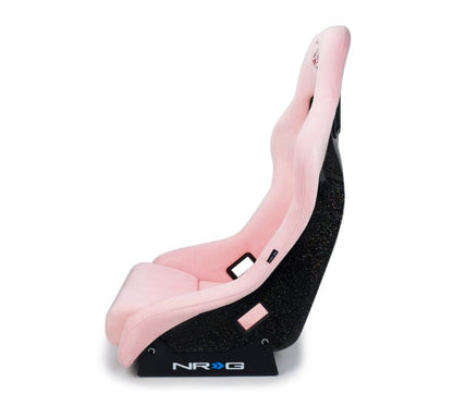 NRG FRP Bucket Seat Prisma Edition w/ Pearlized Back and Pink Alcantara | Medium - JDMuscleSeats365563
