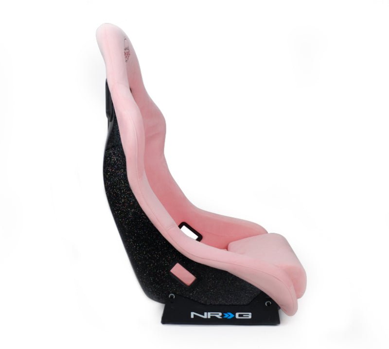 NRG FRP Bucket Seat Prisma Edition w/ Pearlized Back and Pink Alcantara | Medium - JDMuscleSeats365563