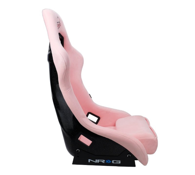 NRG FRP Bucket Seat PRISMA Edition W/ pearlized Back Pink Alcantara - Large - JDMuscleSeats322241