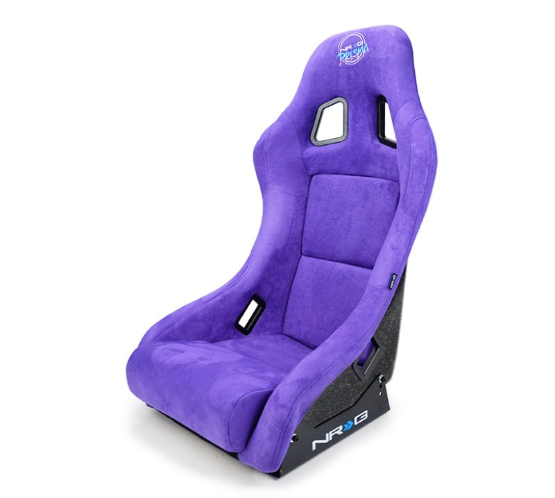 NRG FRP Bucket Seat PRISMA Edition w/ Pearlized Back Purple Alcantara - Medium - JDMuscleSeats343999
