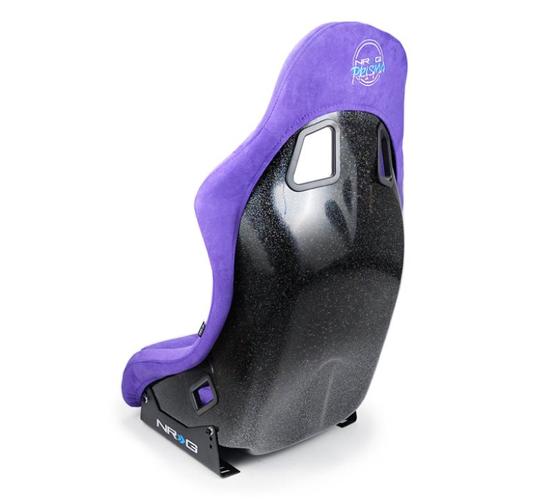 NRG FRP Bucket Seat PRISMA Edition w/ Pearlized Back Purple Alcantara - Medium - JDMuscleSeats343999