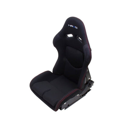 NRG FRP Bucket Seat - Reclinable | Black Cloth w/Red Stiting - JDMuscleSeats171266