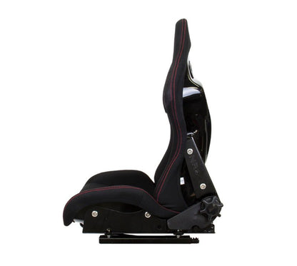 NRG FRP Bucket Seat - Reclinable | Black Cloth w/Red Stiting - JDMuscleSeats171266