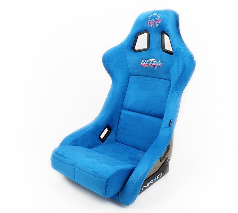 NRG FRP Bucket Seat ULTRA Edition - Large | Blue Alcantara/Gold Glitter Back - JDMuscleSeats340819