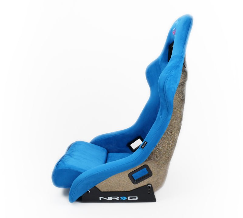 NRG FRP Bucket Seat ULTRA Edition - Large | Blue Alcantara/Gold Glitter Back - JDMuscleSeats340819