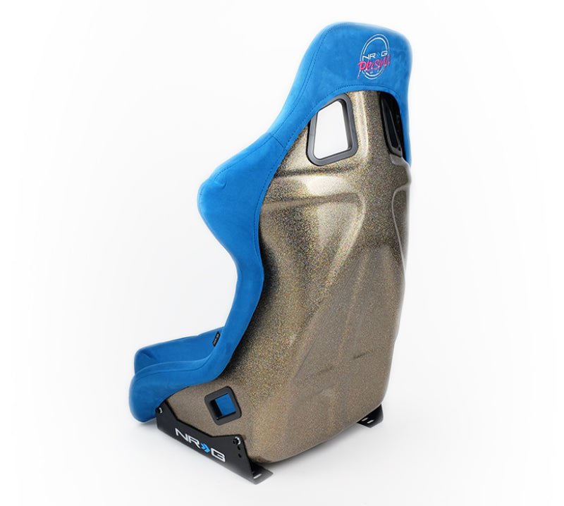 NRG FRP Bucket Seat ULTRA Edition - Large | Blue Alcantara/Gold Glitter Back - JDMuscleSeats340819