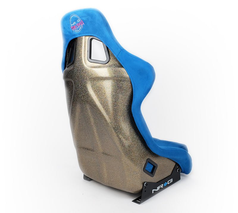 NRG FRP Bucket Seat ULTRA Edition - Large | Blue Alcantara/Gold Glitter Back - JDMuscleSeats340819