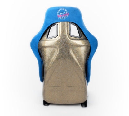 NRG FRP Bucket Seat ULTRA Edition - Large | Blue Alcantara/Gold Glitter Back - JDMuscleSeats340819