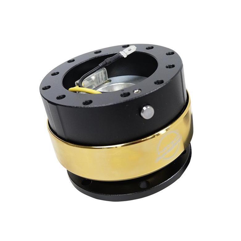 NRG Quick Release Gen 2.0 Black/Chrome Gold Ring - Universal (SRK-200BK-C/GD)-nrgSRK-200BK-C/GD-SRK-200BK-C/GD-Steering Wheel Hubs-NRG-JDMuscle