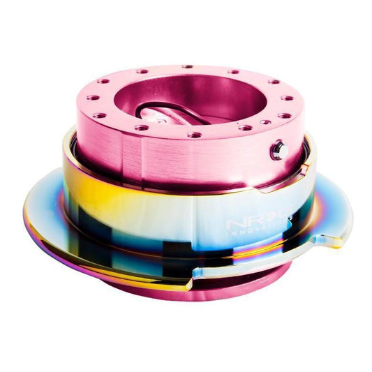 NRG Quick Release Kit Gen 2.5 Pink w/ Neochrome Ring - Universal (SRK-250PK/MC)-nrgSRK-250PK/MC-SRK-250PK/MC-Steering Wheel Hubs-NRG-JDMuscle