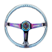 NRG Reinforced Steering Wheel | 350mm/2in. Deep Clear Acrylic Steering wheel w/Slits - Clr./Geo.Chr. - JDMuscleSteering Wheels416009