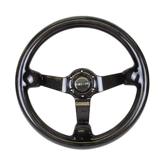 NRG Sport 3in Deep Steering Wheel 350mm Full Carbon Fiber - Universal (ST-036CF)-nrgST-036CF-ST-036CF-Steering Wheels-NRG-JDMuscle