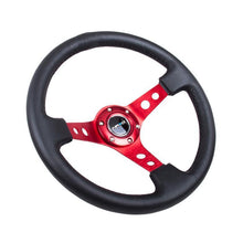 NRG Sport 3in Deep Steering Wheel 350mm Leather / Red Spokes - Universal | RST-006RD