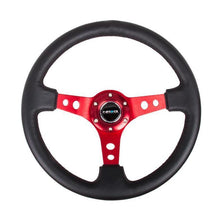 NRG Sport 3in Deep Steering Wheel 350mm Leather / Red Spokes - Universal | RST-006RD