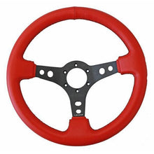 NRG Sport 3in Deep Steering Wheel 350mm Red leather w/ Black Stitching - Universal | RST-006RR-BS
