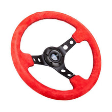 NRG Sport 3in Deep Steering Wheel 350mm Red Suede w/ Black Stitch - Universal | RST-006S-RR