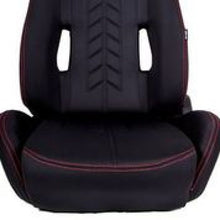 NRG Sport Seats | Pair Cloth w/NRG Logo & NRG Arrow Cushion Imprint - Black w/Red Stitch - JDMuscleSeats171254