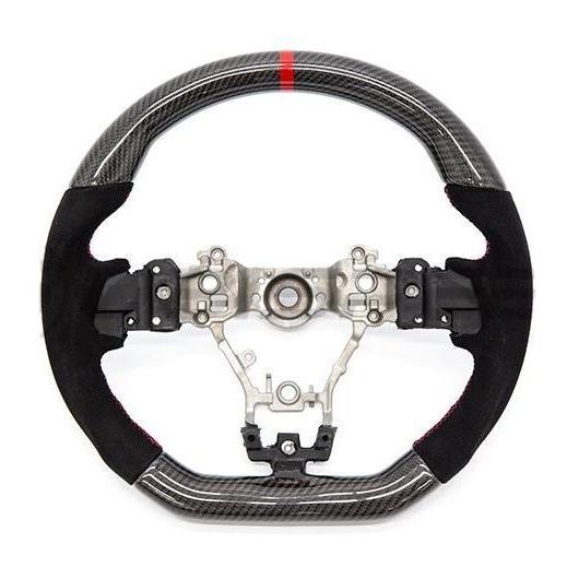 OLM Alcantara Pro +12R (Alcantara / Carbon / Red Stripe) Steering Wheel Subaru WRX / STI 2015-2020 (A.70042.3)-olmA.70042.3-A.70042.3-Steering Wheels-OLM-JDMuscle