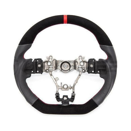 OLM Alcantara Pro +12R (Alcantara / Leather / Red Stripe) Steering Wheel Subaru WRX / STI 2015-2020 (A.70042.6)-olmA.70042.6-A.70042.6-Steering Wheels-OLM-JDMuscle