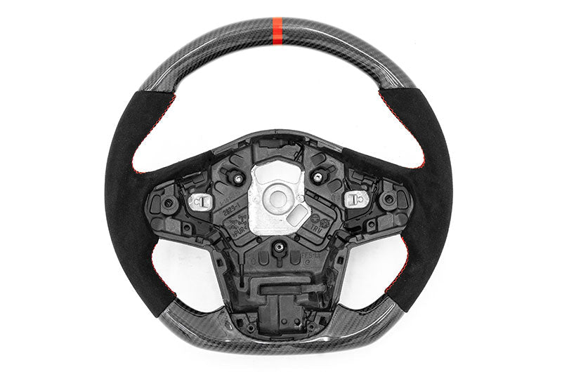 OLM CARBON PRO STEERING WHEEL CARBON FIBER AND ALCANTARA WITH RED STRIPE 2020-21 Toyota A90 Supra | OLMA.70223.1 - JDMuscleSteering WheelsOLMA.70223.1